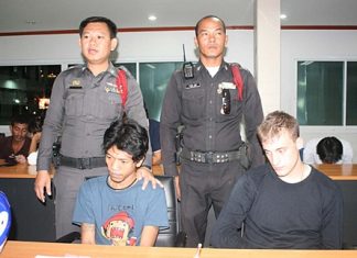 Saneh Puangthong (left) and Benjamin Cox (right) were among 9 arrested in Pattaya on drugs charges Dec. 23.